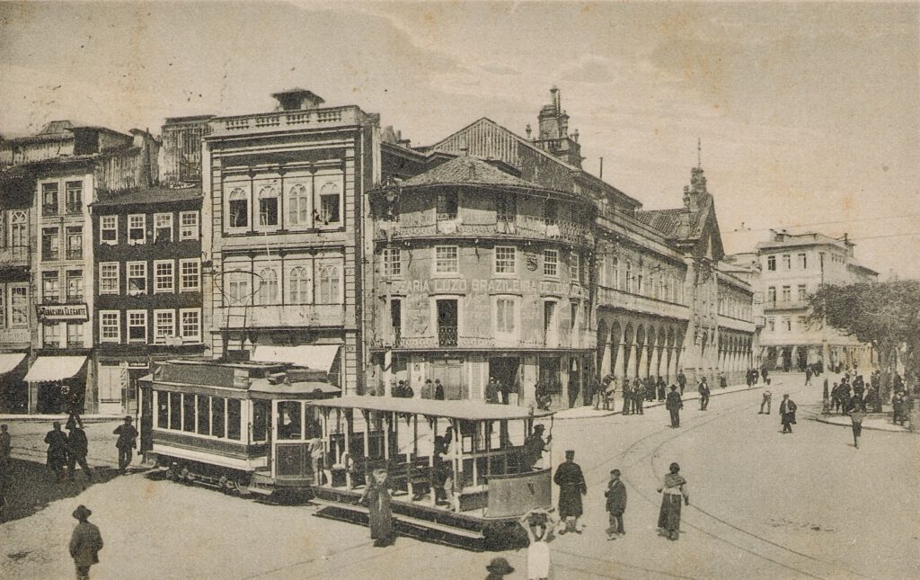 Tram with open trailer